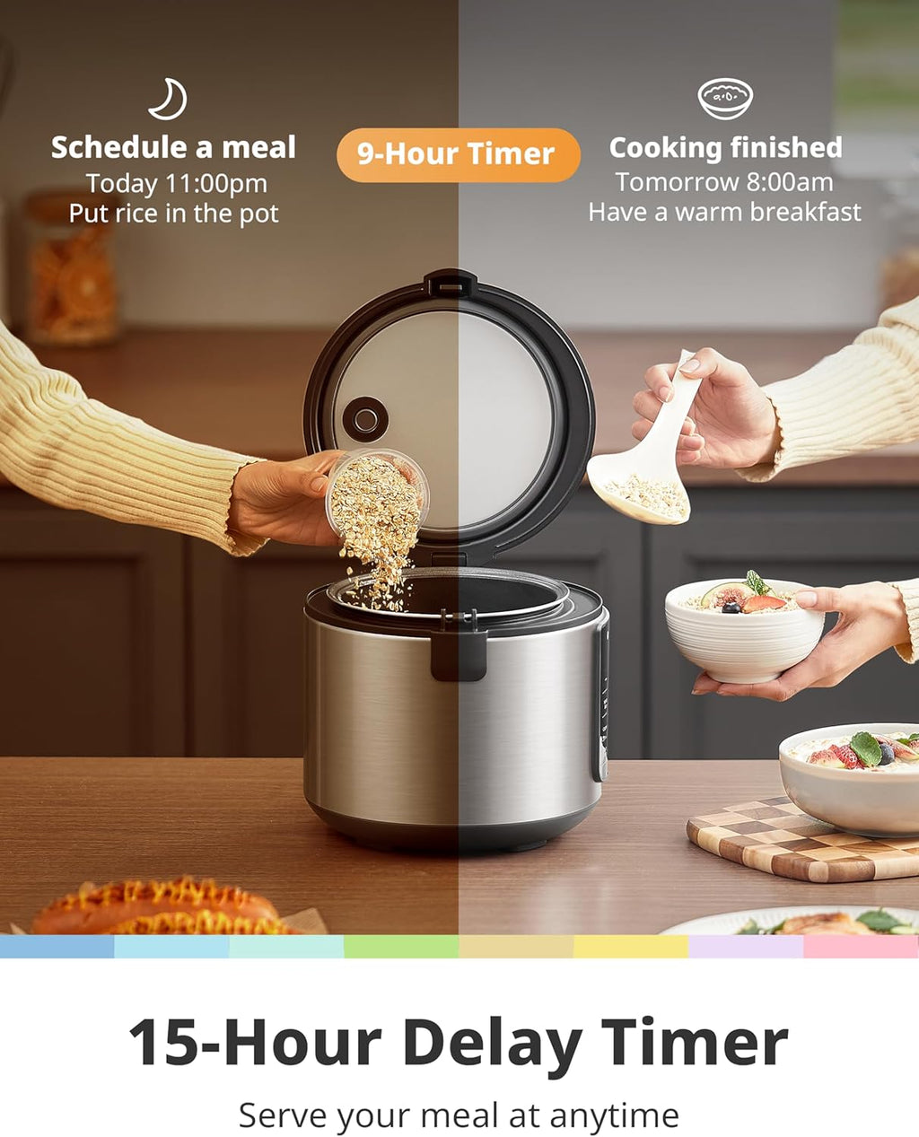 COMFEE' Rice Cooker with 6 Functions, 4-Cups Uncooked Rice