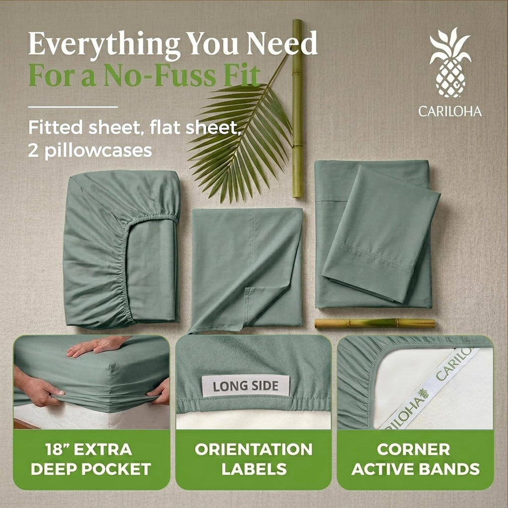 Cariloha Classic Bamboo Viscose Sheet Set - Tahitian Breeze - Split King