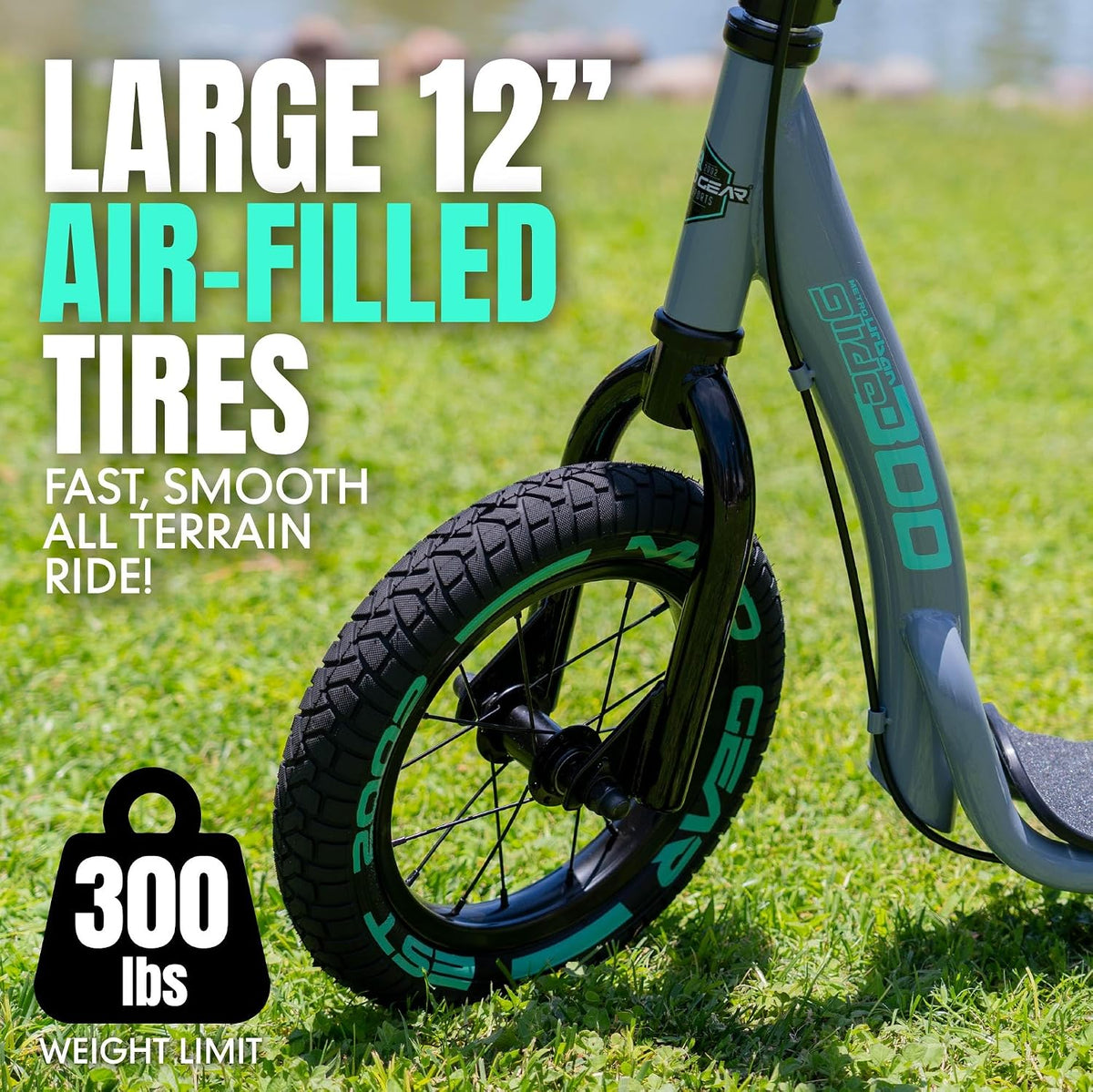 Madd Gear Large Kick Scooter for Adults, Teens, & Kids 8-12 - Grey/Teal