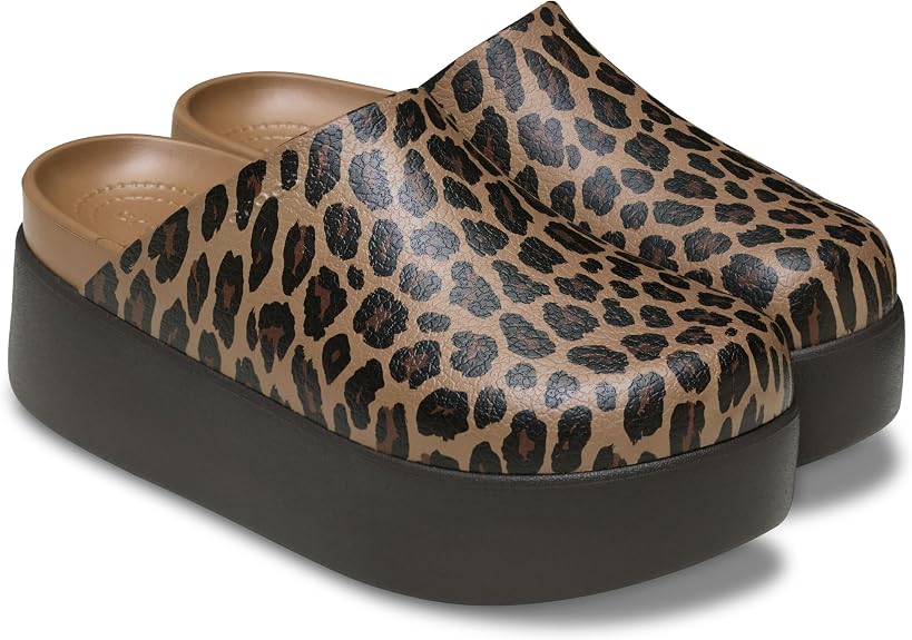 CROCS Women's Dylan Platform Clog in Sepia/Leopard - 9