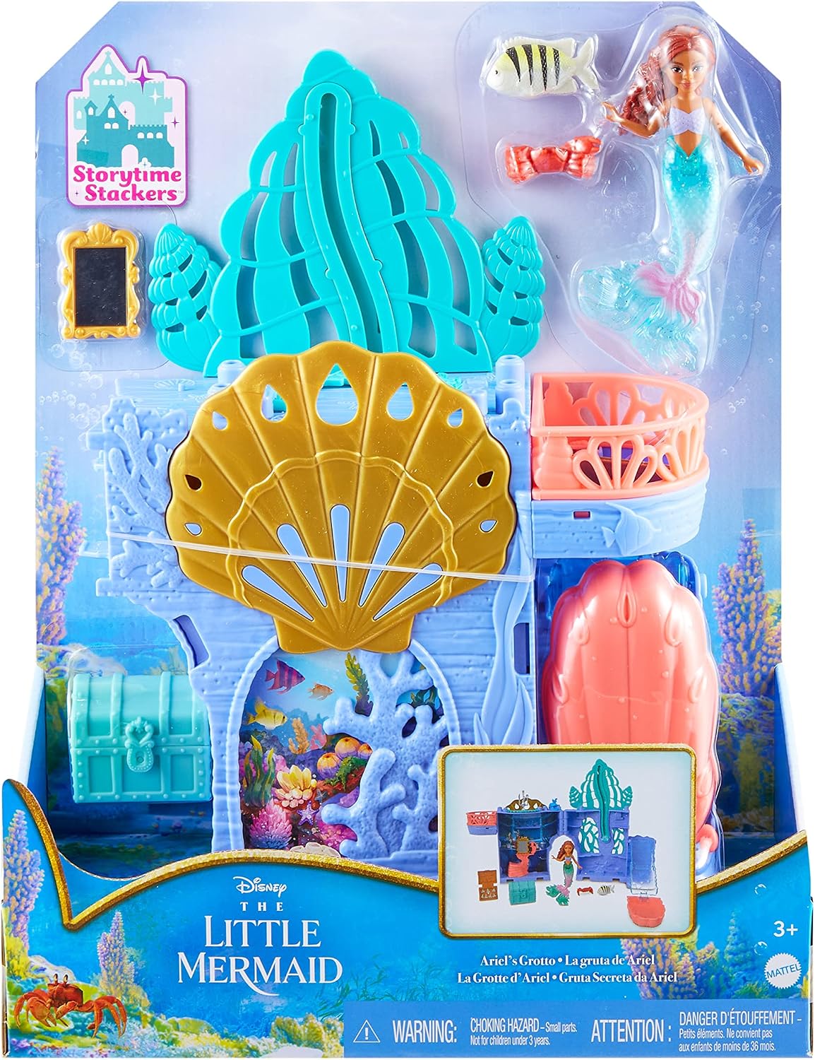 Disney Princess Ariel Storytime Stackers Doll House with Mermaid Small Doll & 10 Accessories