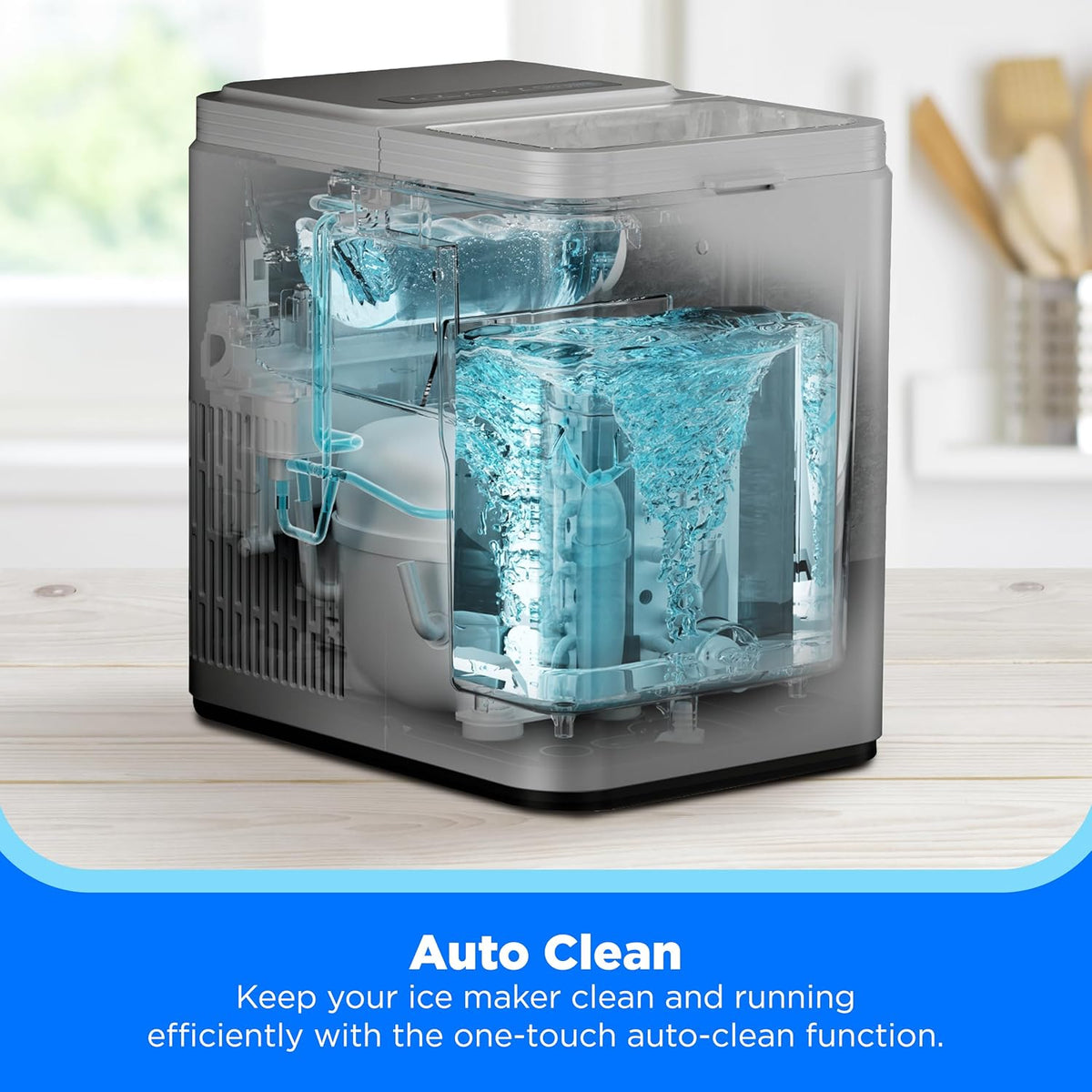 Midea MERI26B1AGY Countertop Bullet-Ice Maker, 8 Ice Bullets Ready in 6 Minutes, 26lbs/24H, Self-Cleaning Function with Ice Scoop and Basket for Home/Office/RV