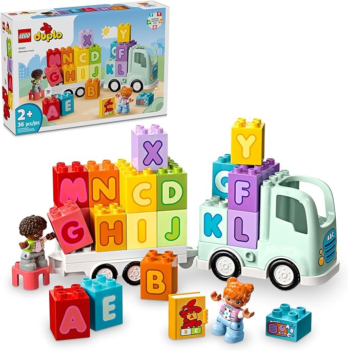 LEGO DUPLO Town Alphabet Truck Toy - Toddler Learning & Educational Toys for Preschool, Ages 2+ - Alphabet Blocks for Boys & Girls - Baby Gift Ideas for Birthdays - 10421