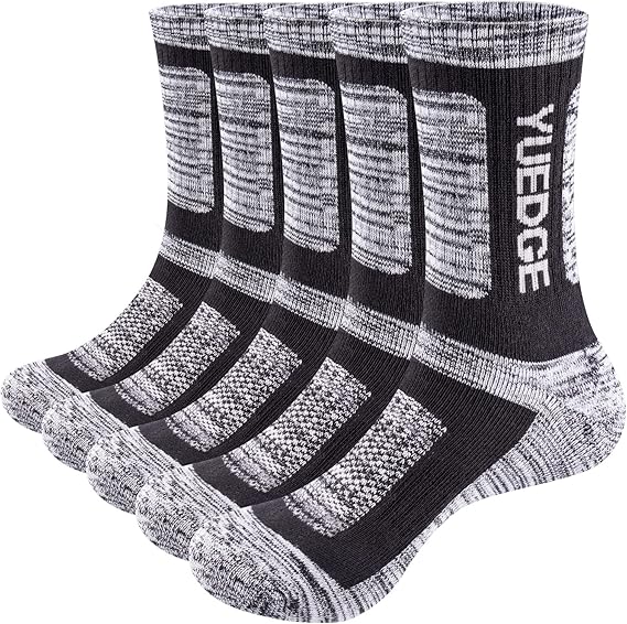Men's Performance Cotton Moisture Wick Sports Hiking Workout Training Athletic Cushion Crew Socks For Men Size 6-13