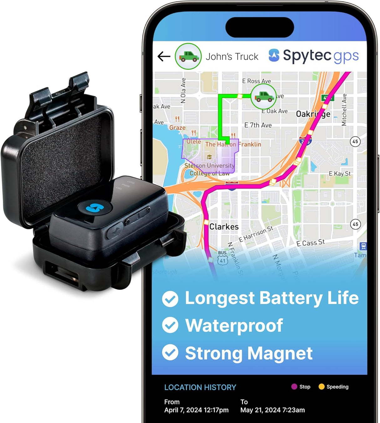 Spy Tec Atlas GPS Tracker for Vehicles & Kids | Up to 14-Day Battery Life | Waterproof Magnetic Case, Geofencing, Portable Real Time Mini GPS Car Tracker w/Lifetime Support