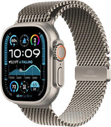 Apple Watch Ultra 2 [GPS + Cellular 49mm] Smartwatch, Sport Watch with Natural Titanium Case with Natural Titanium Milanese Loop - Medium. Fitness Tracker, Precision GPS, Carbon Neutral