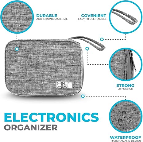 Electronics Charger Organizer - Travel Cable Case for Cords, Chargers, and Tech Accessories