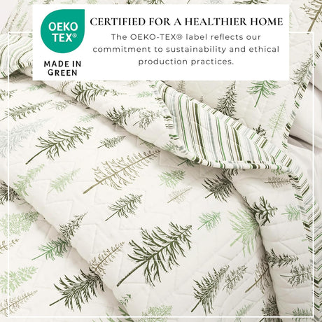 Great Bay Home 2-Piece Reversible Forest Cabin Bedspread King Quilt. All-Season, Comfortable, Soft Quilt Set - Truckee