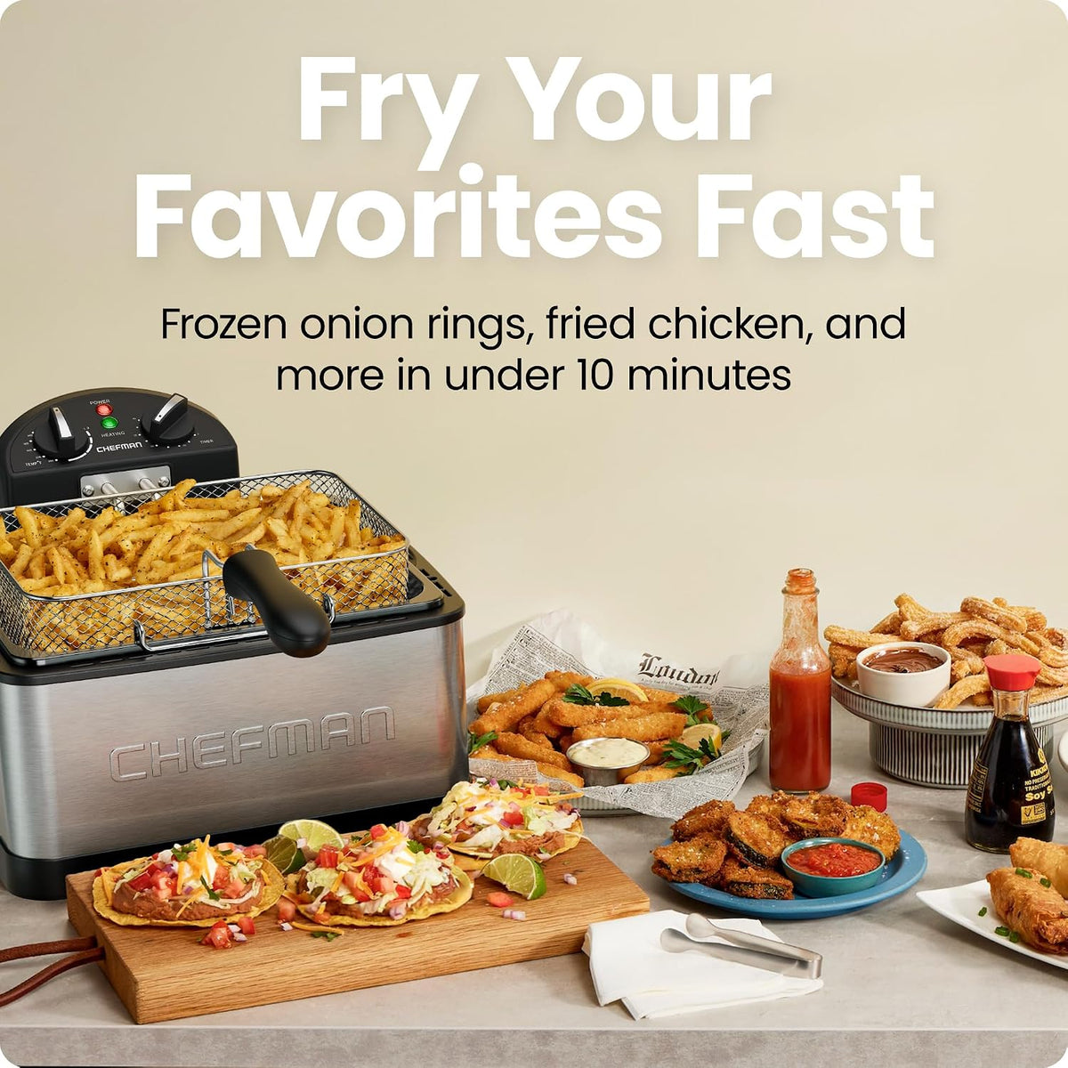 Chefman 4.5 Liter Deep Fryer w/Basket Strainer, XL Jumbo Size