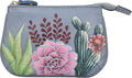 Anuschka Women’s Hand-Painted Genuine Leather Medium Zip Pouch - Coin and Key Pouch - Zippered, 2 Key Fobs