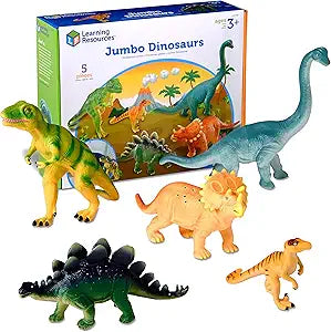 Learning Resources Jumbo Dinosaurs Expanded Set - 5 Pieces, Ages 3+, Dinosaurs for Toddlers, Dinosaurs Action Figure Toys, Kids' Play Dinosaur, Dinosaur toys for kids