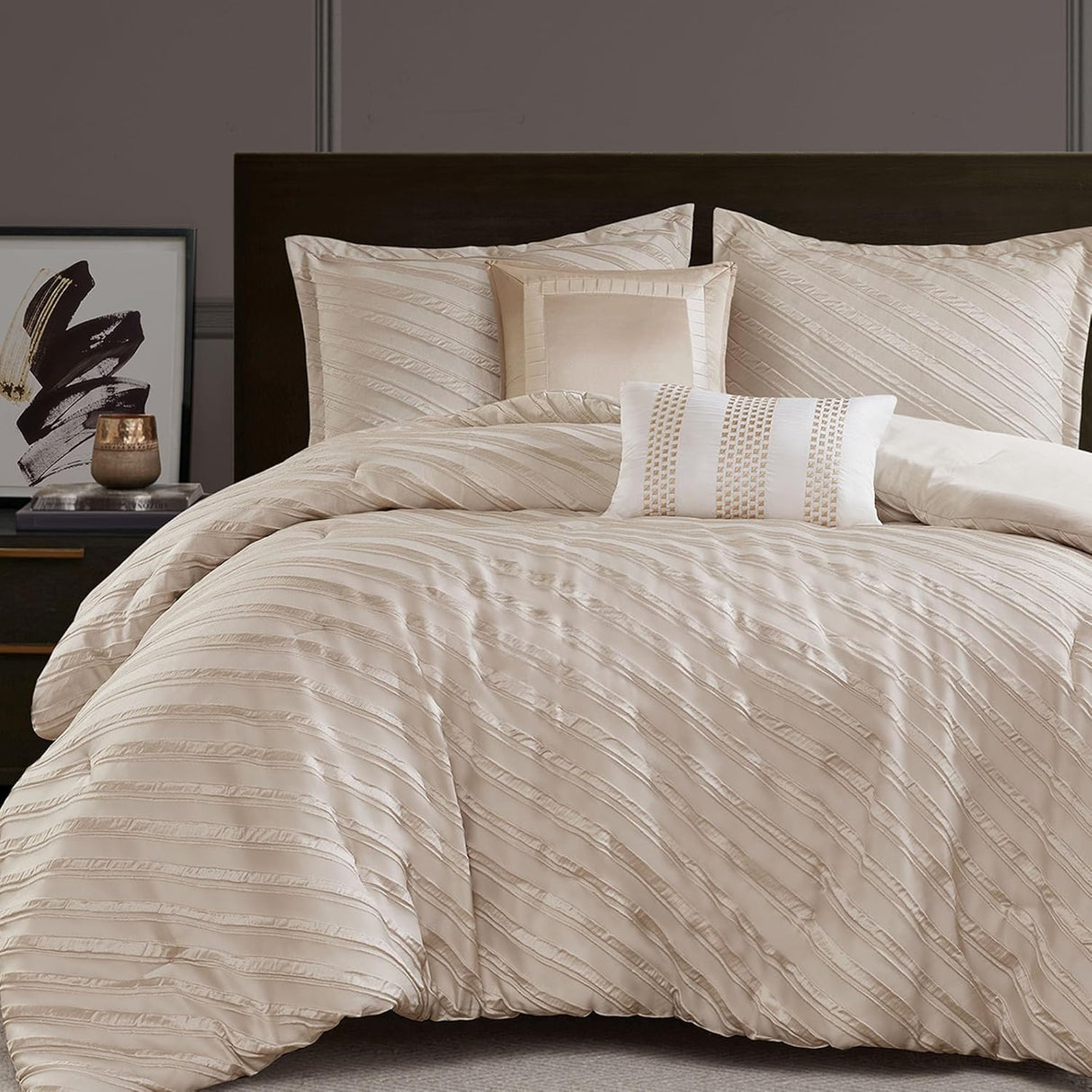 MADISON PARK | Beige Comforter | 5 Piece Set