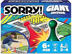 Giant Sorry Classic Family Board Game Indoor Outdoor Retro Party Activity Summer Toy with Oversized Gameboard, for Adults and Kids Ages 6 and up(New Open Box)