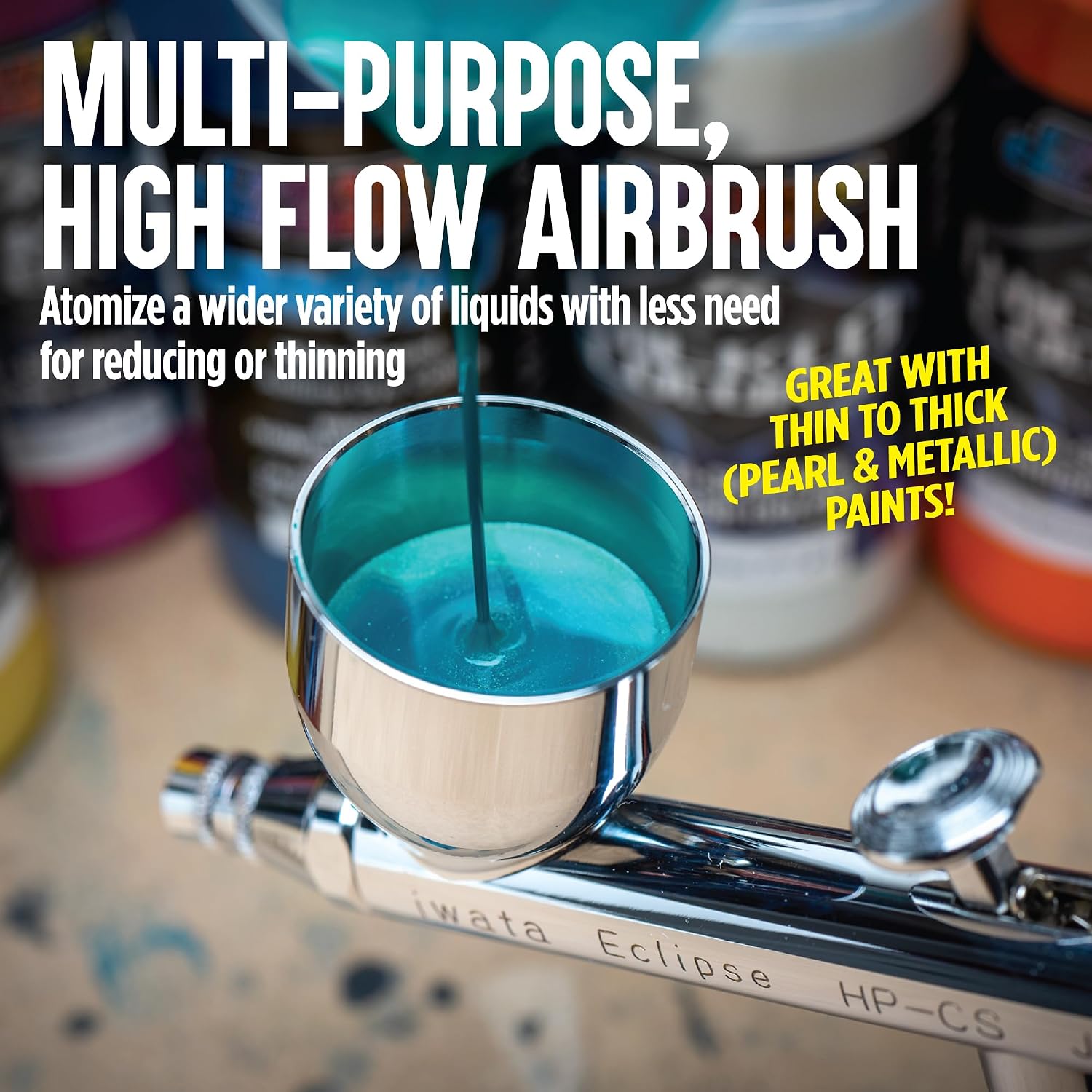 Iwata Eclipse HP-CS Airbrush - Gravity Feed Dual Action – E3 Nozzle, (0.24 Oz. Cup)