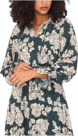 Vince Camuto Women's Long Sleeve Smocked Waist Tiered Ruffle