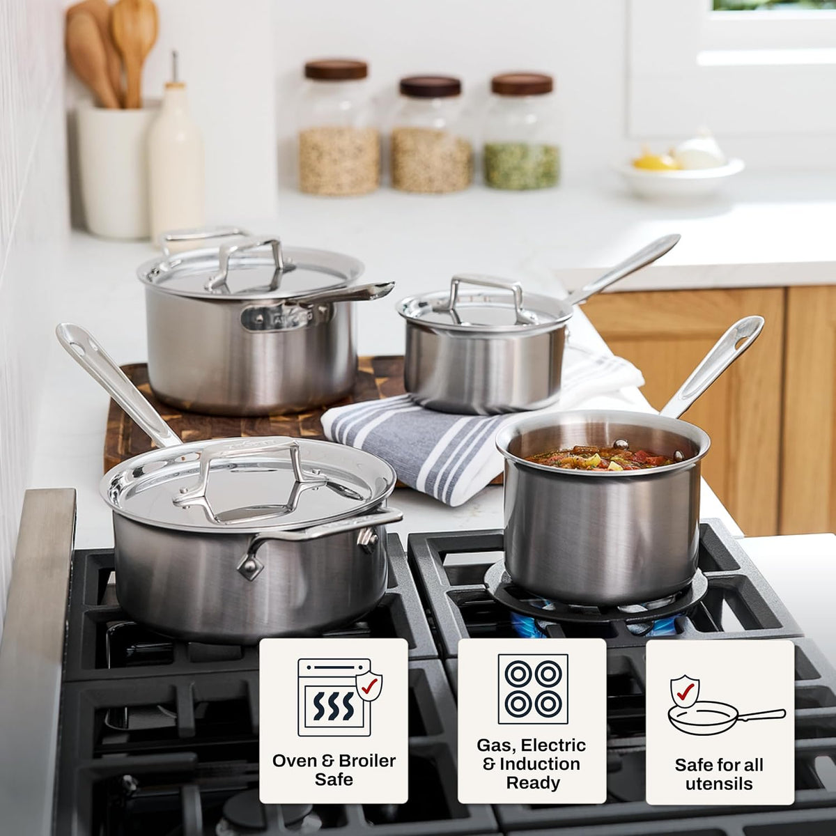 All-Clad D5 Stainless Steel 4 Qt Sauce Pan with Lid, Made in the USA