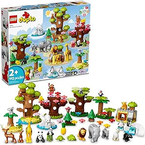 LEGO DUPLO Wild Animals of The World Building Set, Includes Sounds, World Map Playmat, 22 Animal Figures, Educational Gift, Learning Toy for Girls & Boys, Toddler Toys for Ages 2-4 Years Old, 10975(New Open Box)