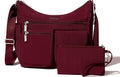 Baggallini Everywhere Bagg - Hobo Crossbody Bag for Women with RFID Wristlet – Water-resistant Travel Bag - Dark Cherry