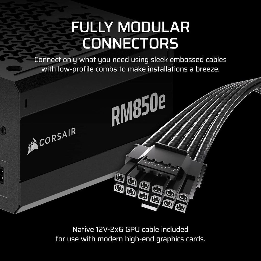 CORSAIR - RMe Series RM850e 80 PLUS Gold Fully Modular Low-Noise ATX 3.1 and PCIE 5.1 Power Supply - Black