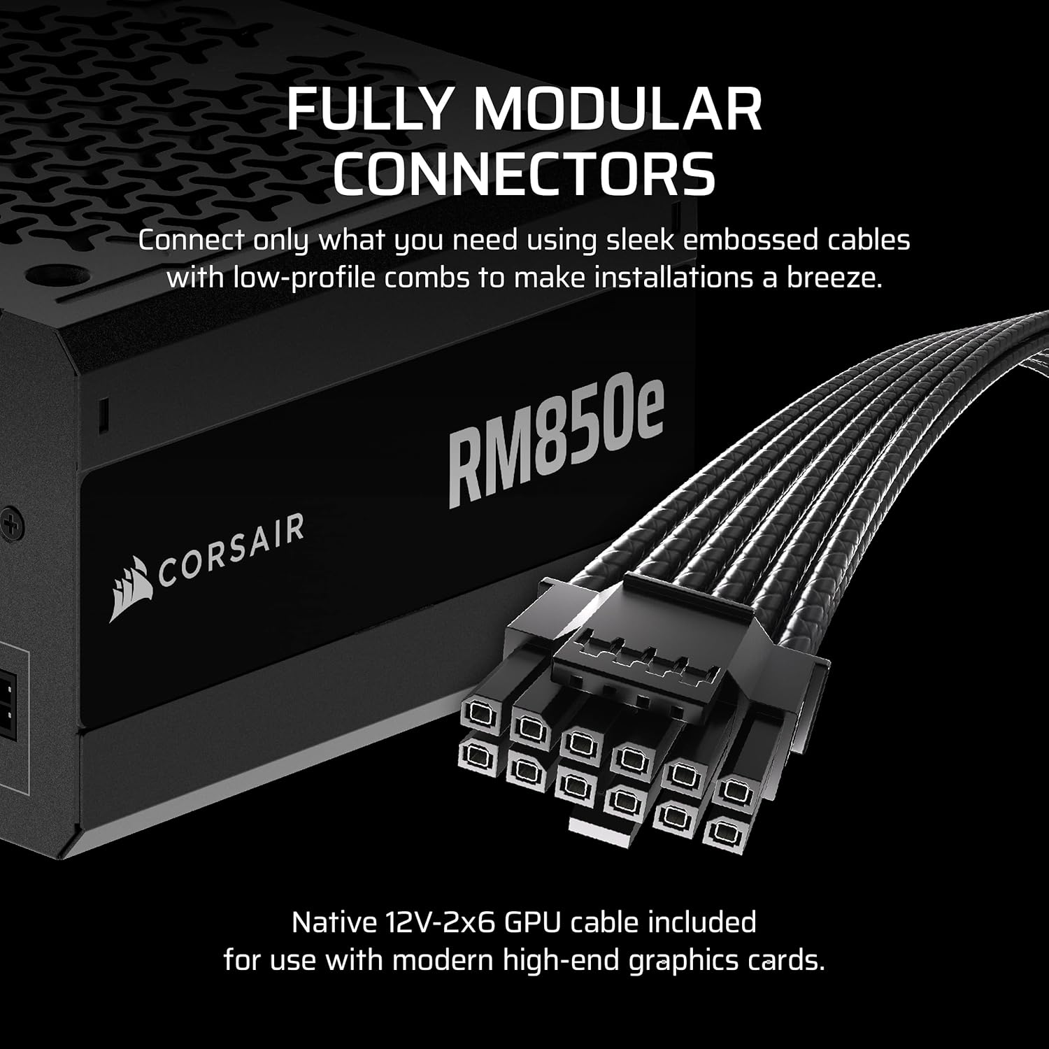 CORSAIR - RMe Series RM850e 80 PLUS Gold Fully Modular Low-Noise ATX 3.1 and PCIE 5.1 Power Supply - Black