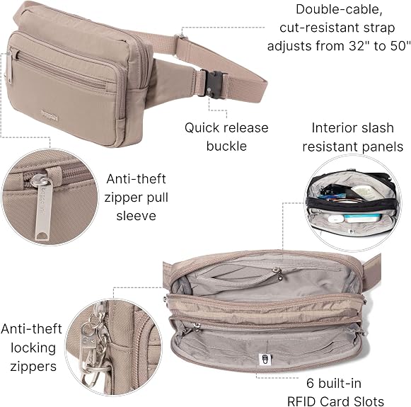 BAGGALLINI Securtex Classic Belt Bag Sling - Moonrock