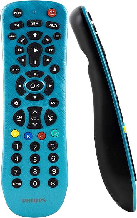 Philips Universal Remote Control Replacement for Samsung, Vizio, LG, Sony, Sharp, Roku, Apple TV, RCA, Panasonic, Smart TVs, Streaming Players, Blu-ray, DVD, Simple Setup, 3 Device, Blue, SRP3249B/27