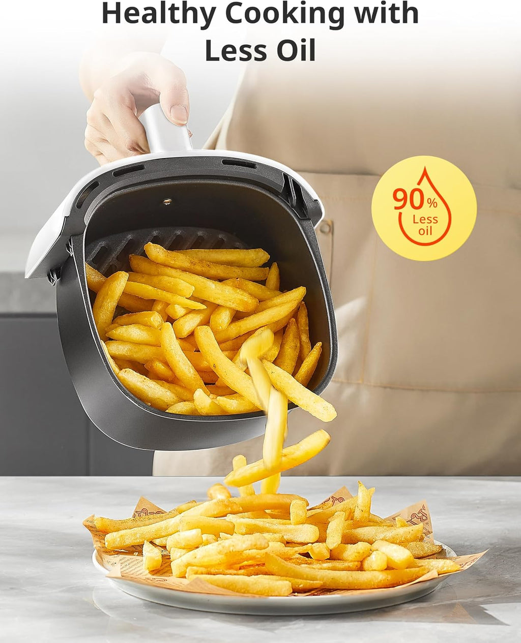 COMFEE' Compact 2.1-Quart Mini Air Fryer for Small Kitchens, White