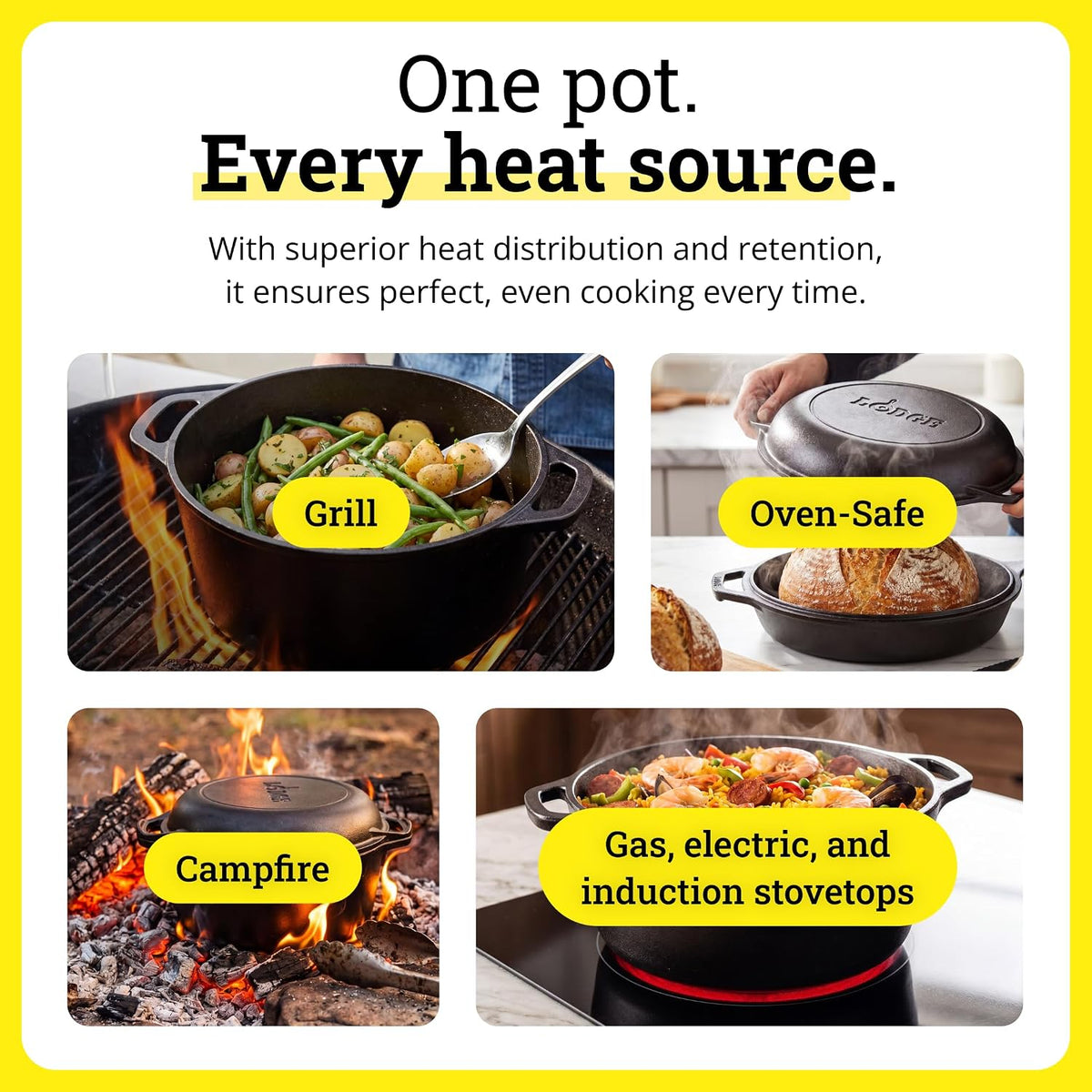 Lodge Cast Iron Dutch Oven with Loop Handle - 5 Quart