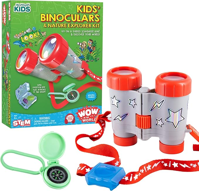 Wow in The World Kids’ Binoculars & Nature Explorer KIT | Look Far, Nature Scavenger Hunt, Specimen Box, Companion Audio Content, Bonus Reusable Science Tool, STEM Toy for Kids 4+ by Thames & Kosmos