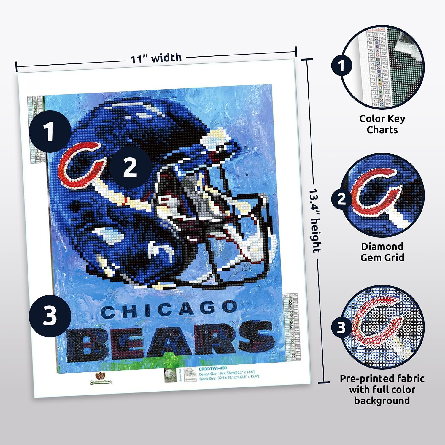 Sporticulture NFL Chicago Bears Diamond Painting Craft Kit – Officially Licensed DIY Fan Art for All Skill Levels