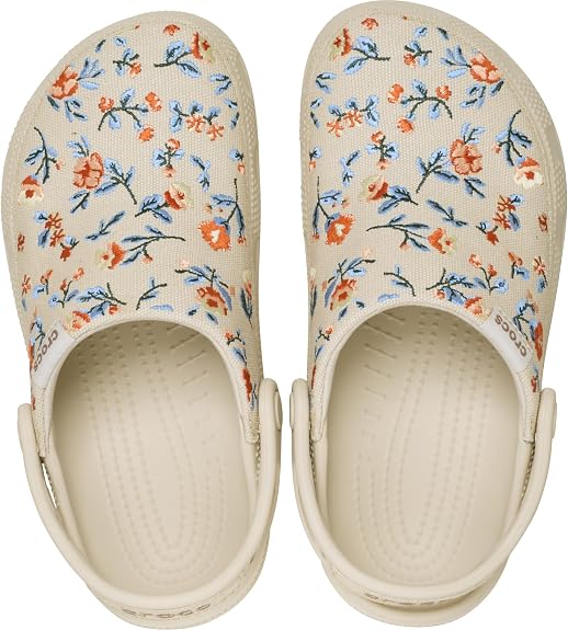 Crocs Unisex-Adult Classic Crafted Canvas Clogs for Men and Women, Floral Frappé, 6 Women/4 Men