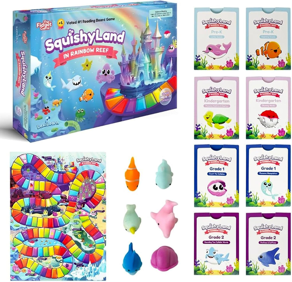 The Fidget Game SquishyLand in Rainbow Reef Board Game - Pre-K to 2nd Grade