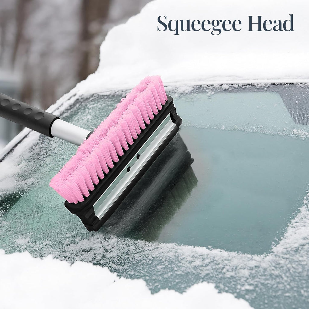 Best Choice Products - 4 in 1 Snow Brush with Shovel, Ice Scraper & Squeegee w/Storage Bag - Pink