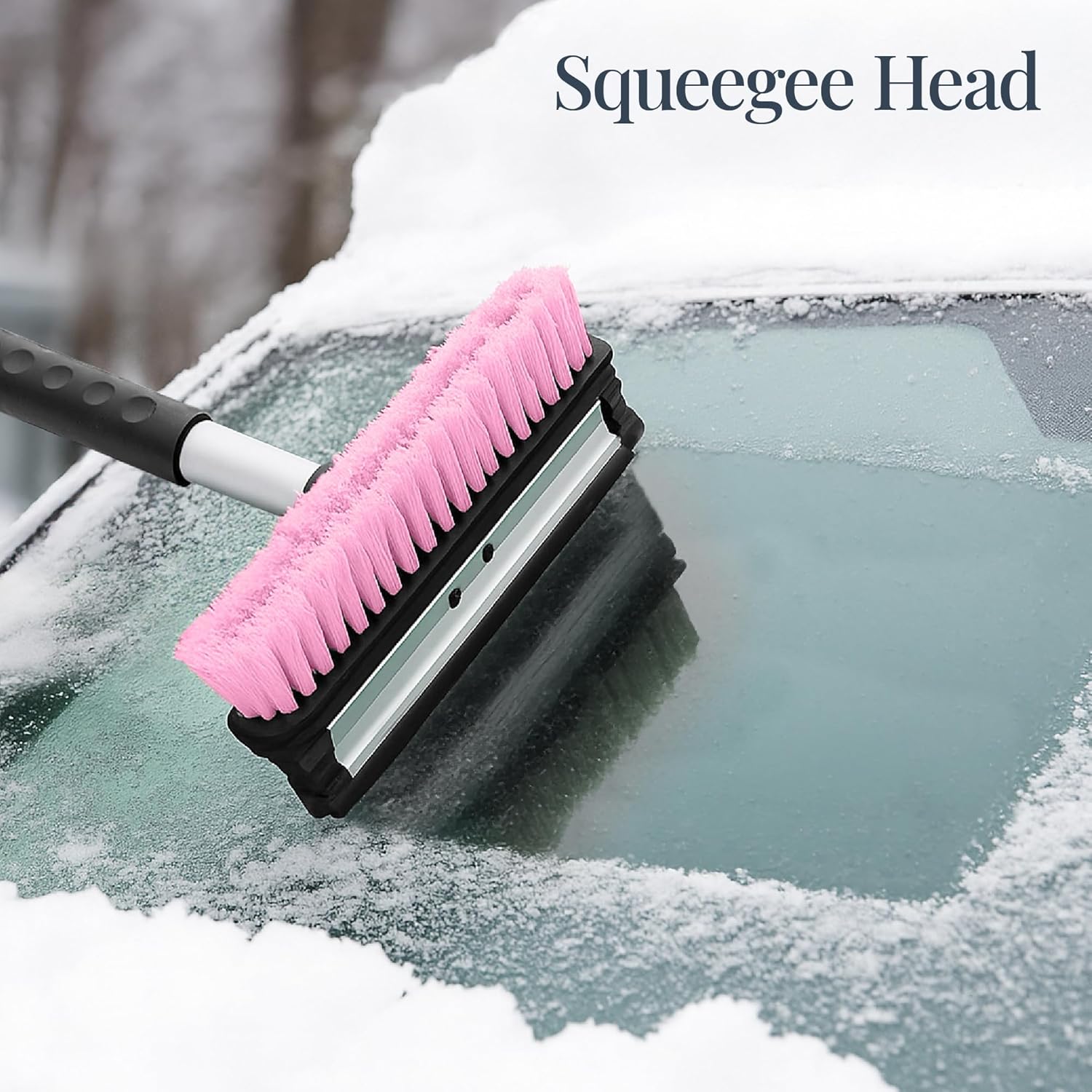 Best Choice Products - 4 in 1 Snow Brush with Shovel, Ice Scraper & Squeegee w/Storage Bag - Pink