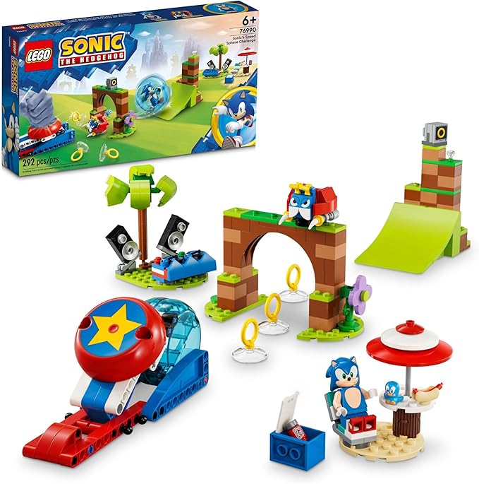 LEGO Sonic The Hedgehog Sonic’s Speed Sphere Challenge 76990 Building Toy Set, Sonic Playset with Speed Sphere Launcher and 3 Sonic Figures, Fun Birthday Gift for Young Fans Ages 6 and Up