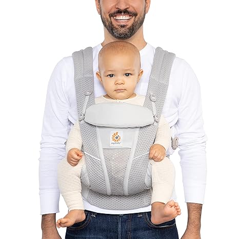 Ergobaby All Carry Positions Breathable Mesh Baby Carrier with Enhanced Lumbar Support & Airflow (7-45 Lb), Omni Breeze, Pearl Grey(New In Bag)