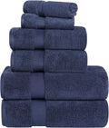 SUPERIOR Zero Twist 100% Cotton Bathroom Towel 6pc, Midnight Blue