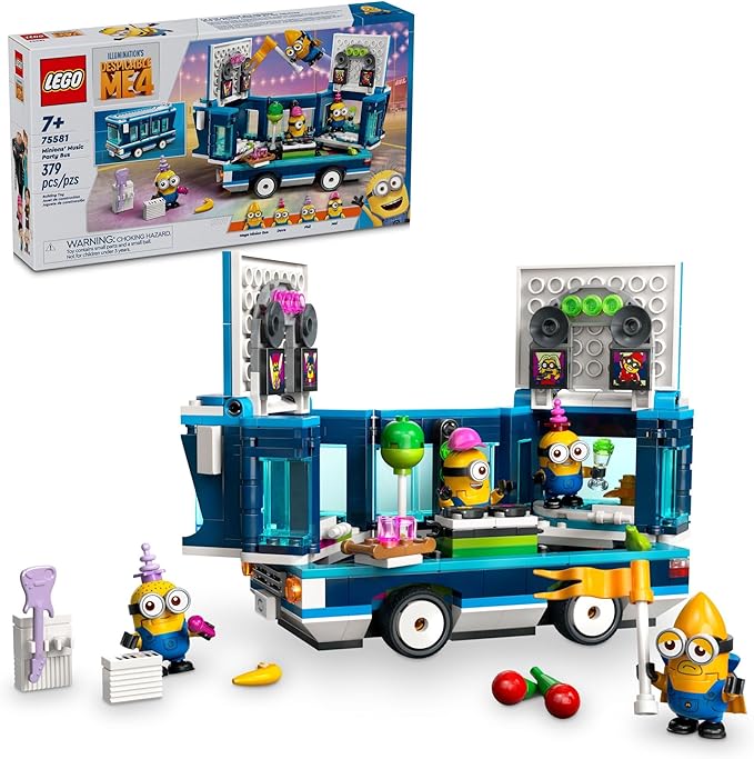 LEGO Despicable Me 4 Minions’ Music Party Bus, Creative Building Toy for Kids, Fun Despicable Me Toy Playset, Gift for Boys and Girls Aged 7 and Up, 75581(New Open Box)