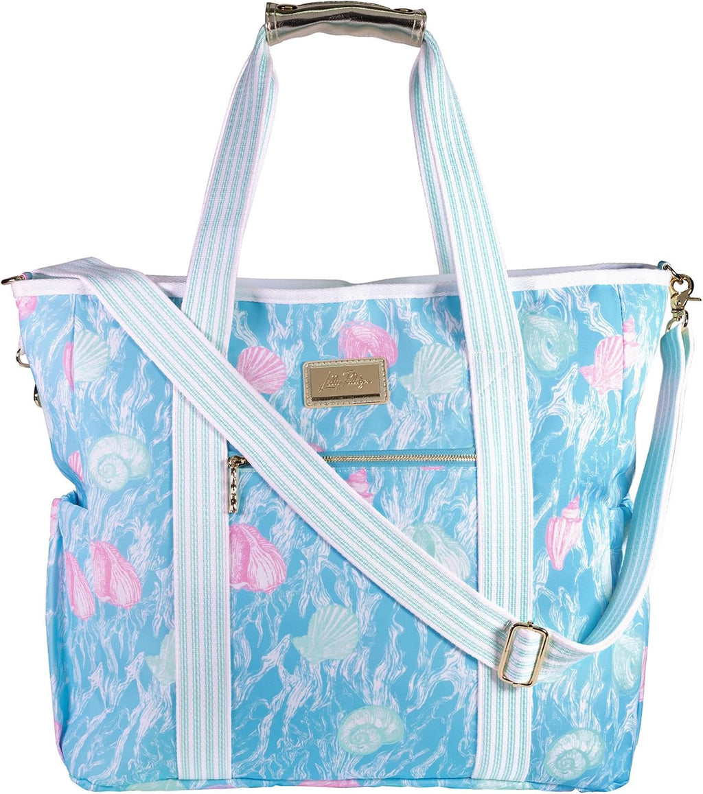 Lilly Pulitzer Beach and Picnic Cooler, Insulated Bag with Adjustable Shoulder Strap and Zipper, Soft Cooler