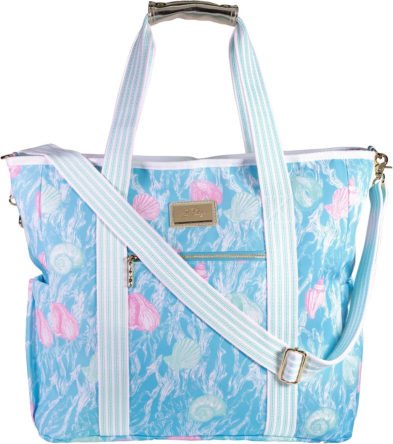 Lilly Pulitzer Beach and Picnic Cooler, Insulated Bag with Adjustable Shoulder Strap and Zipper, Soft Cooler