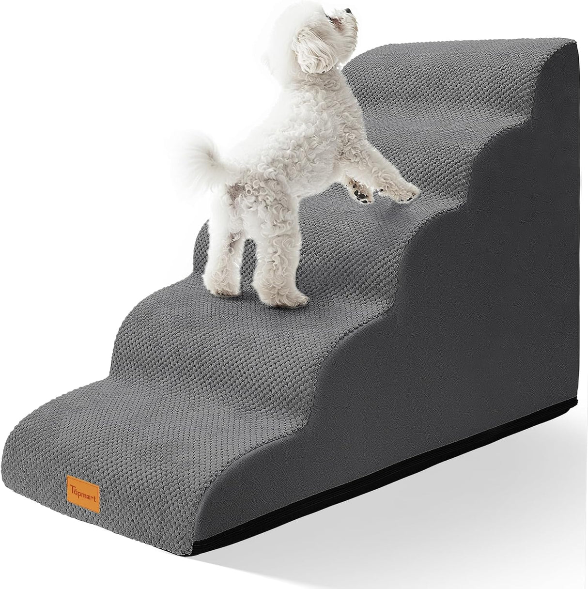 Topmart Dog Stairs for Small Dogs, 5-Step,22.5”H, Dog Steps for High Beds Couches with All-Round Waterproof Cover,Non-Slip Sturdy Dog Ramp for Old Cats, Injured Pet