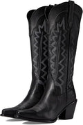 Dingo Womens High Cotton Embroidery Snip Toe Casual Boots Knee High Mid Heel 2-3" (Size: 7.5M)