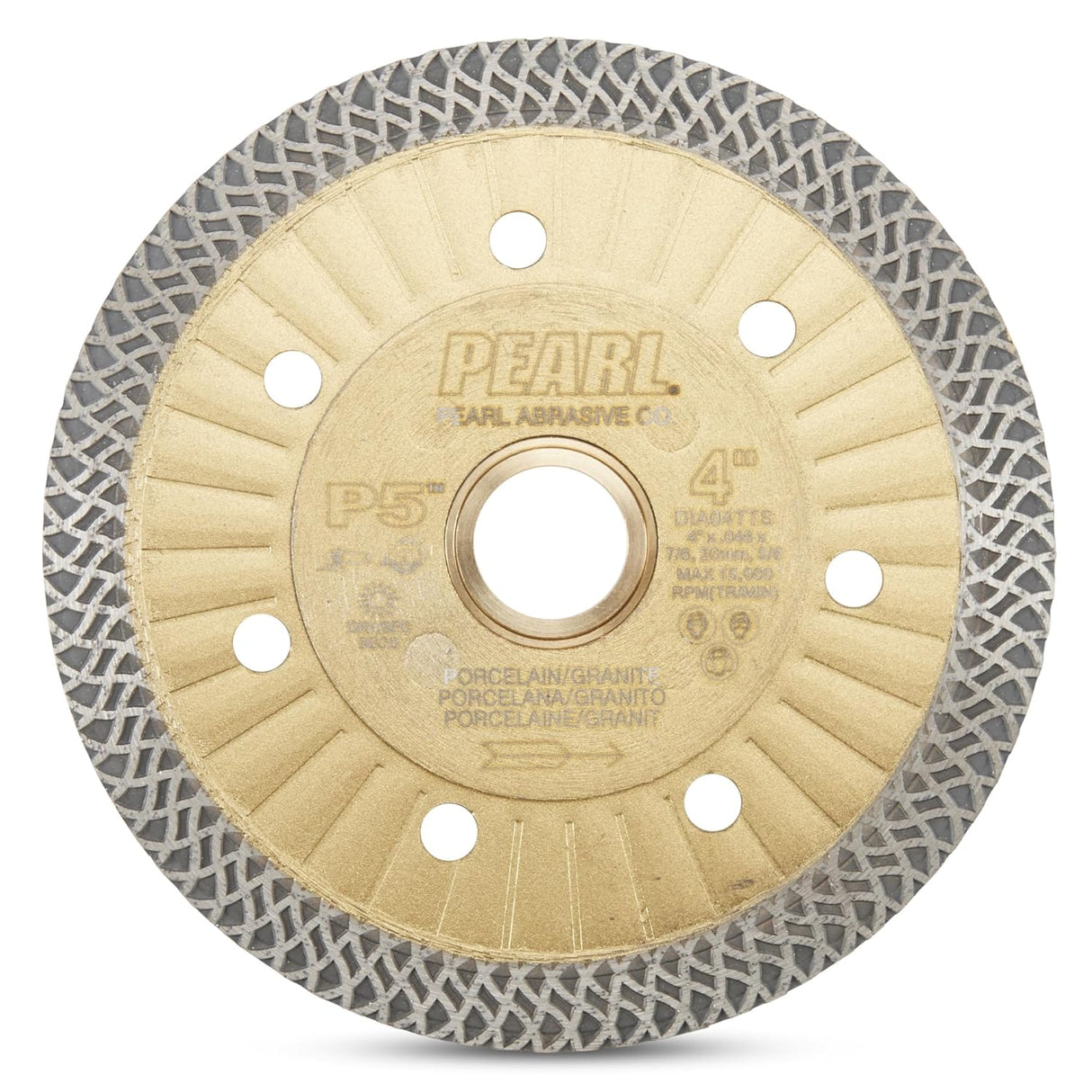PEARL ABRASIVE CO. P5 Thin Mesh Turbo Blade 4" 5/8"-20mm-7/8 Arbor