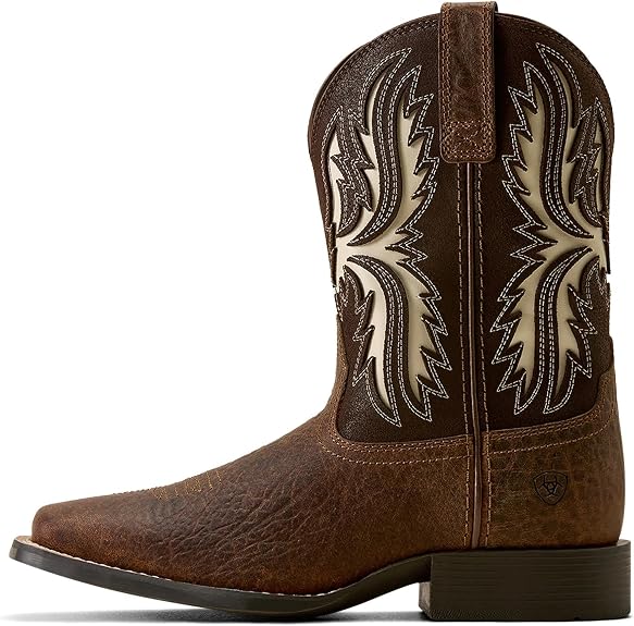 ARIAT Unisex-Kid's Driftwood Wide Square Toe Western Boot - Earth/Royal Chocolate - Size 8