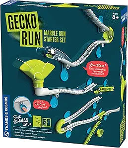 Gecko Run Marble Run Starter Set by Thames & Kosmos, Toy of The Year Finalist - 63 Piece Vertical Marble Run, Flexible Tracks | Fast, No-Mess Setup, Residue-Free Nano-Adhesive Pads, Creative Play(New Open Box)