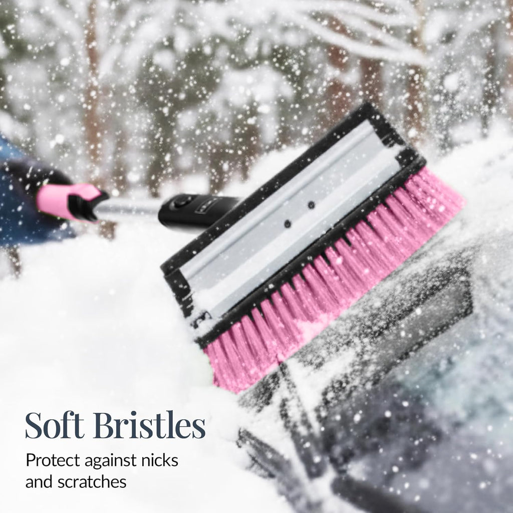 Best Choice Products - 4 in 1 Snow Brush with Shovel, Ice Scraper & Squeegee w/Storage Bag - Pink