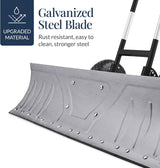 Best Choice Products - Galvanized Steel Blade 2-Wheel Snow Pusher w/ Adjustable Handle - 36in
