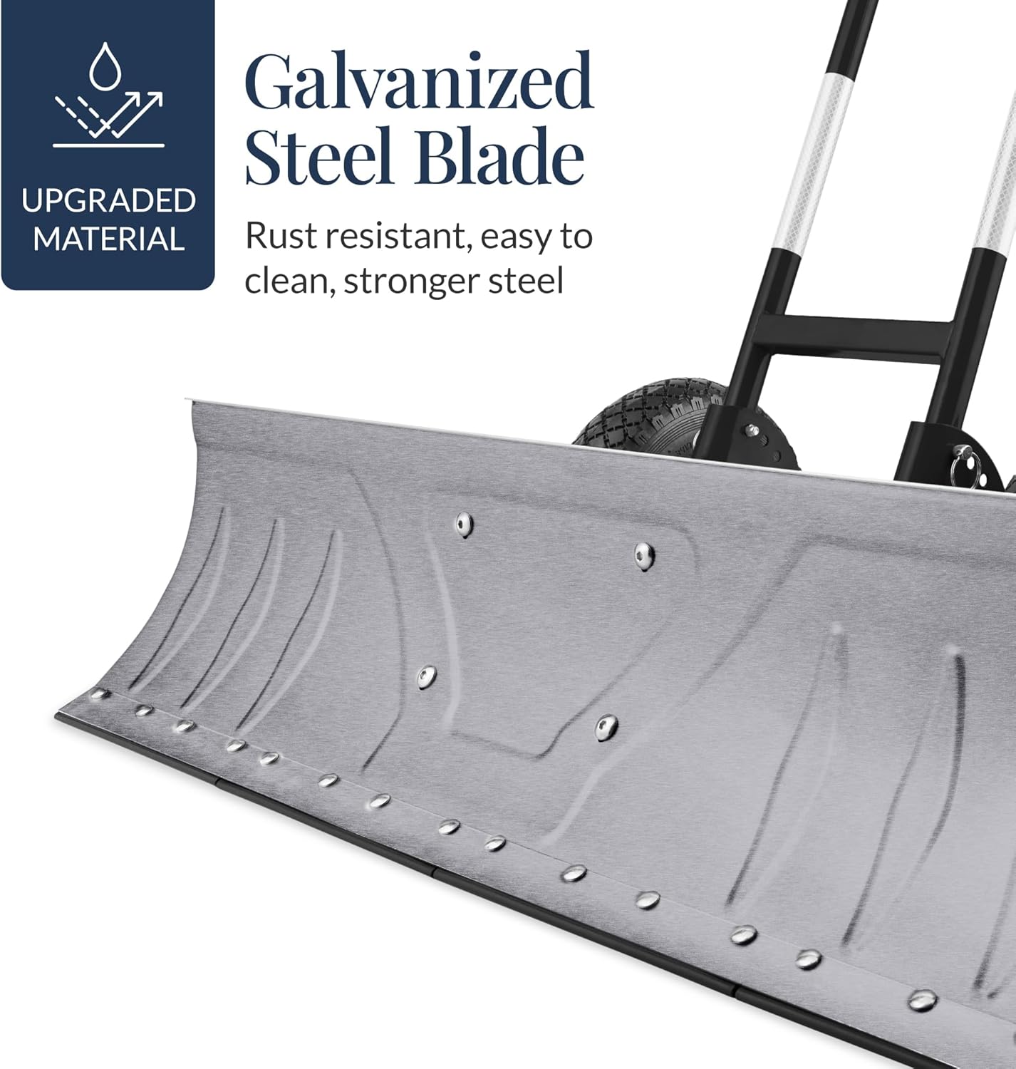 Best Choice Products - Galvanized Steel Blade 2-Wheel Snow Pusher w/ Adjustable Handle - 36in