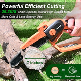 Mini Chainsaw 8 Inch, Cordless Mini Chainsaw Battery Powered with 24V 10000mAh Rechargeable Battery, 3.4Lb One-Hand Use Electric Chainsaw, Handheld Chainsaw for Tree Trimming Wood Cutting (OPEN BOX)