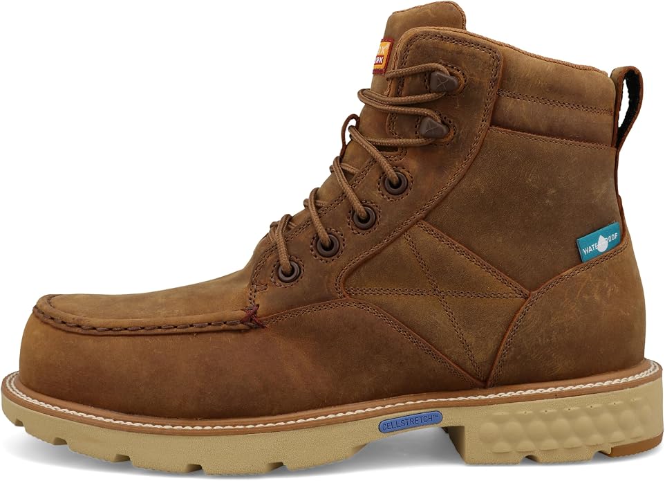 Twisted X Men's 6" Nano Composite Toe Waterproof Work Boot, Golden Tan, 11 M